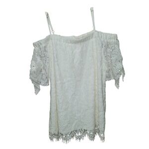 Womens XL Lace Off Shoulder Top Coquette Boho Fairy Feminine Summer Cottage  Y2K